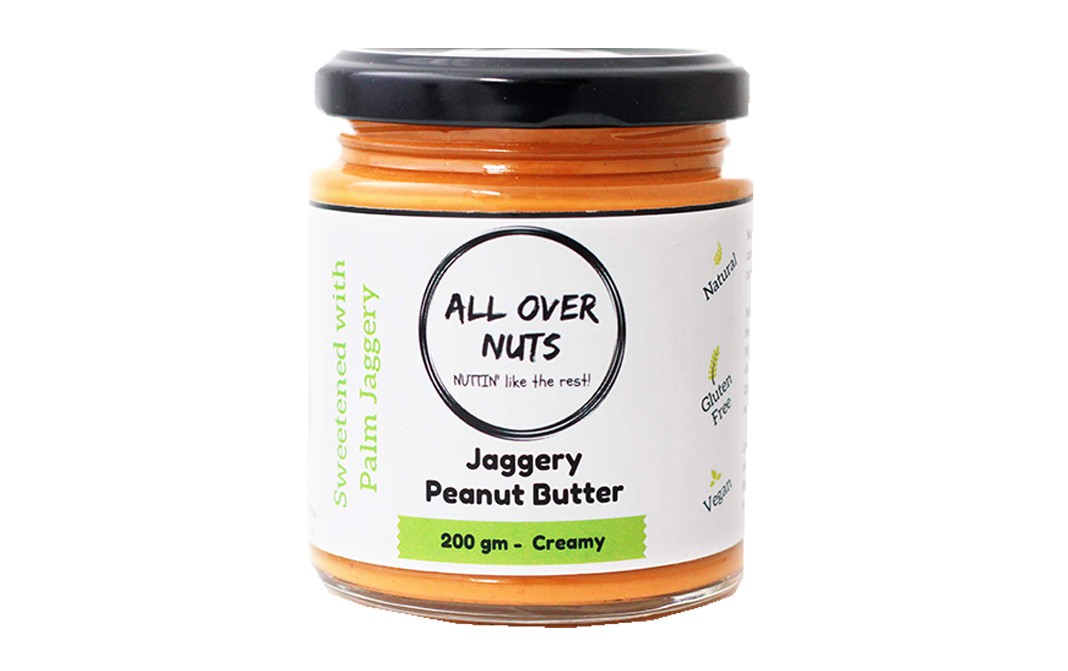 All Over Nuts Jaggery Peanut Butter Creamy   Glass Jar  200 grams